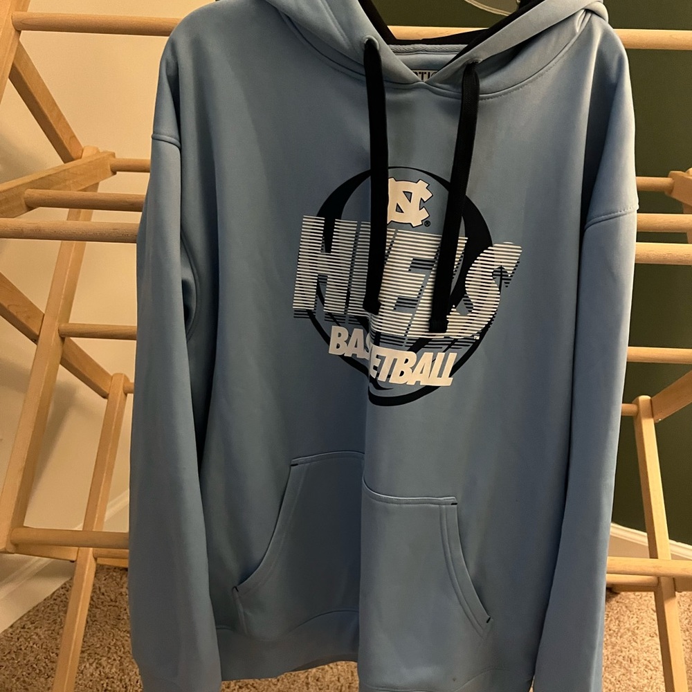 Majestic Light Blue Hoodie with Black Accents